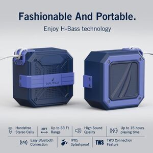 Nautica SP100 Bluetooth Portable Speaker - Waterproof Wireless Speaker Navy Blue